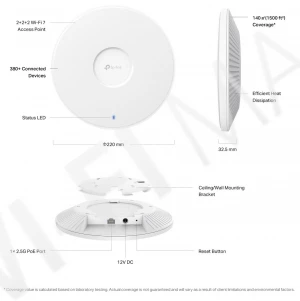 TP-Link EAP772 BE9300, трехдиапазонная точка доступа Omada Wi-Fi 7 с поддержкой PoE