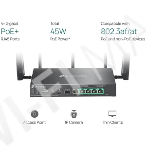 TP-Link ER706WP-4G AX3000, гигабитный VPN-шлюз Omada 4G+Cat6 с 4 портами PoE+