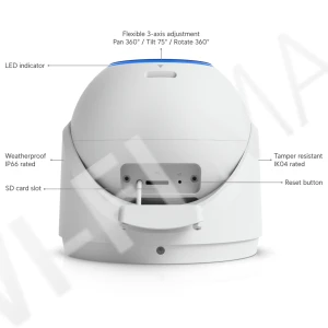 Ubiquiti UniFi G6 Edge Turret Camera, 8 Мп уличная PoE+ с двусторонней аудиосвязью и ночным видением белая IP-видеокамера