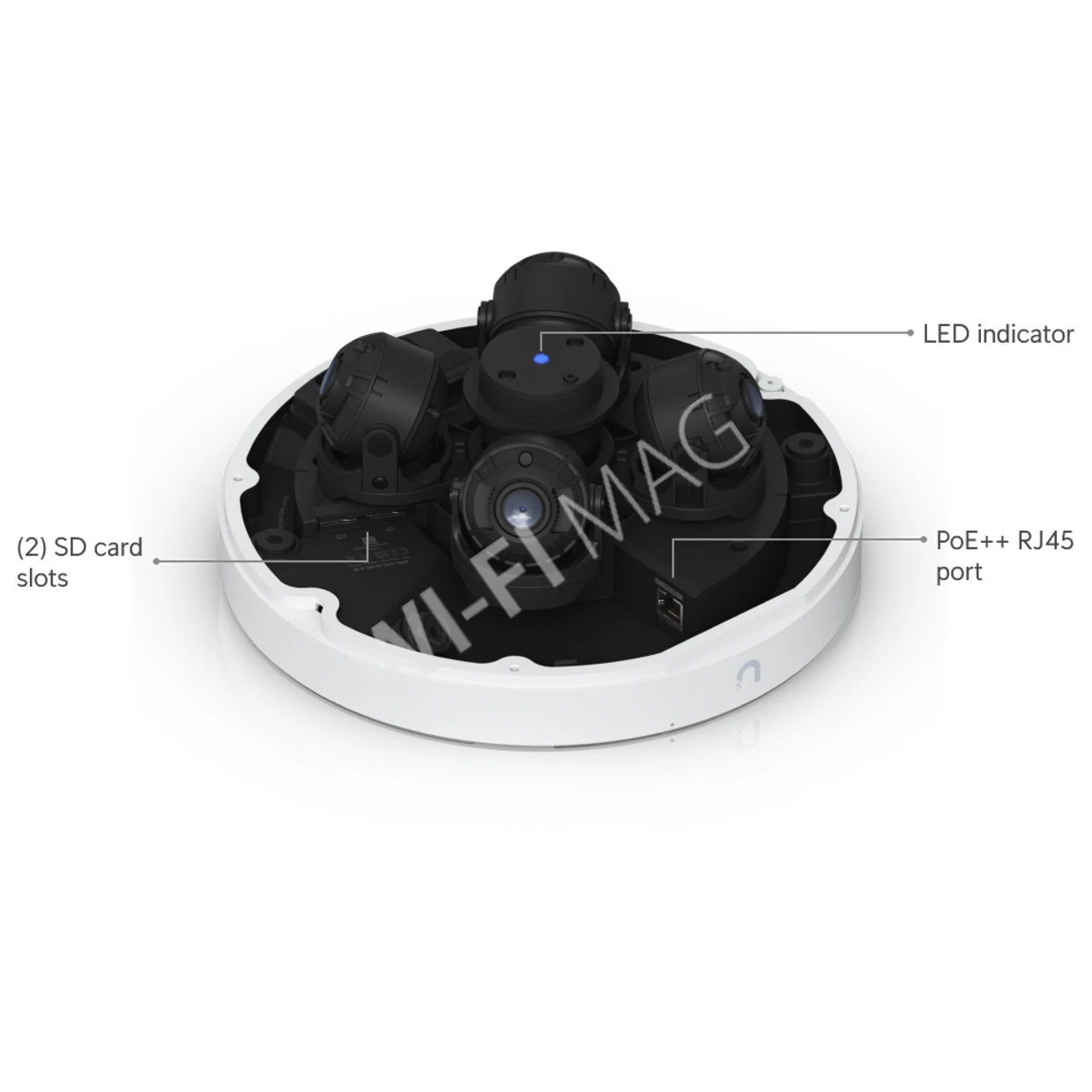 Ubiquiti UniFi AI Multi Sensor 4 Camera White, 32 Мп белая уличная PoE++ с 4-мя объективами и 2,33-кратным зумом IP-видеокамера