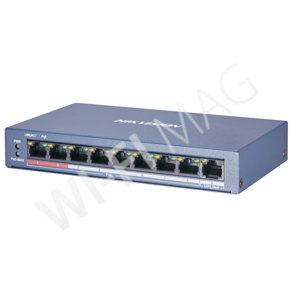 Hikvision DS-3E0109P-E/M(B), неуправляемый коммутатор PoE