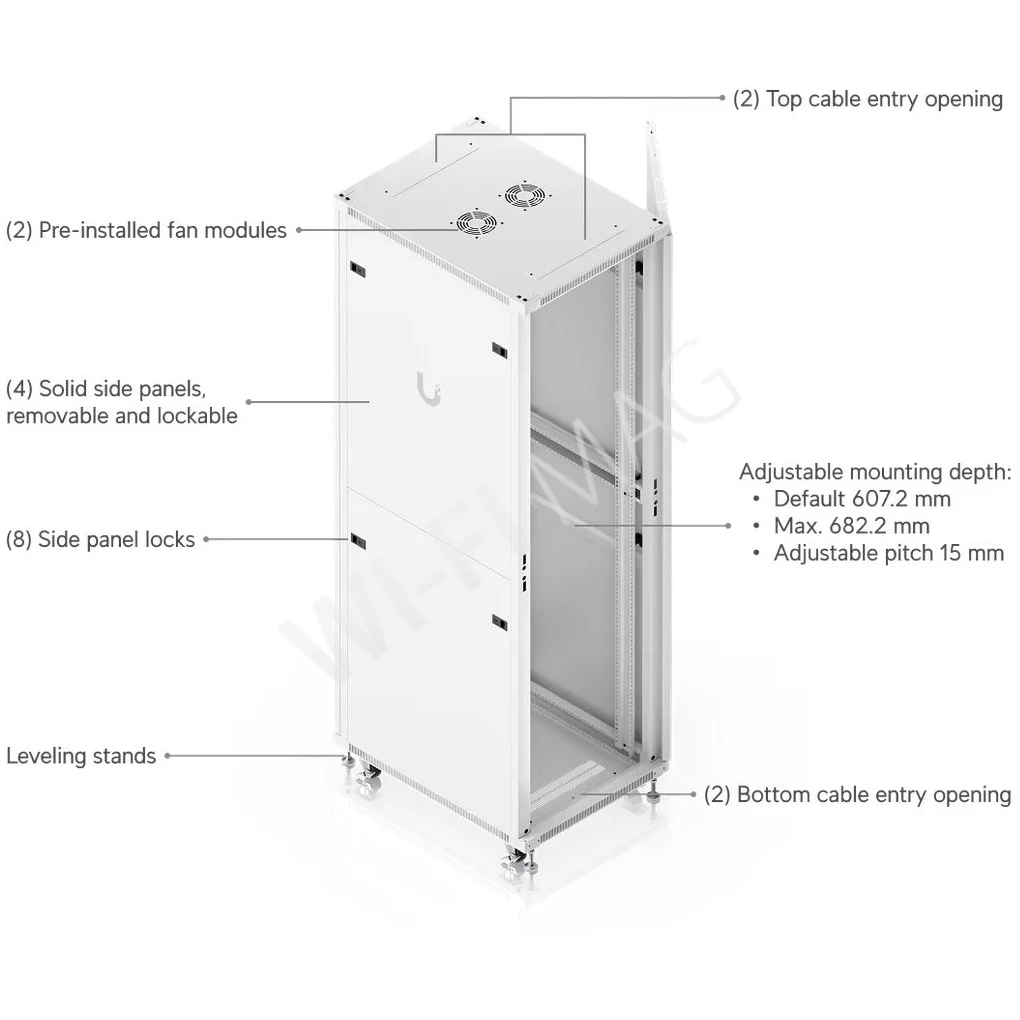 Ubiquiti 42U Rack Cabinet Perforated Front Door (800 мм) напольная стойка 42U с 4-мя вентиляторами и перфорированными дверцами