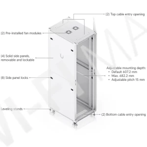 Ubiquiti 42U Rack Cabinet Perforated Front Door (800 мм) напольная стойка 42U с 4-мя вентиляторами и перфорированными дверцами