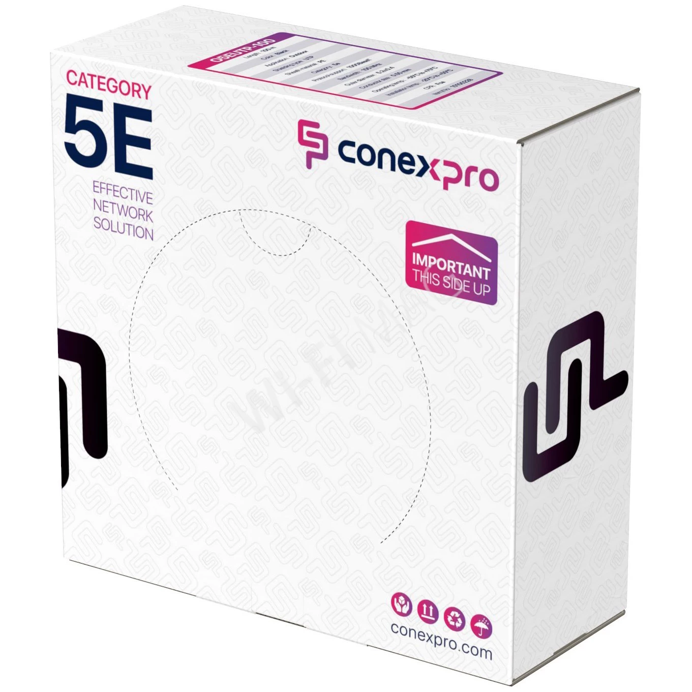 Кабель Conexpro UTP, CAT5e, PE, 24AWG, 6мм, 100м, черный