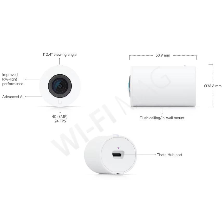 Ubiquiti UniFi AI Theta Pro Wide Angle Lens, профессиональный широкоугольный объектив (угол обзора по горизонтали 110,4°)