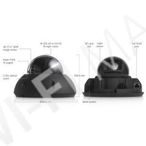 Ubiquiti UniFi G6 Pro Dome Camera Black, 8 Мп уличная PoE+ с 2,36-кратным зумом и слотом для MicroSD черная IP-видеокамера