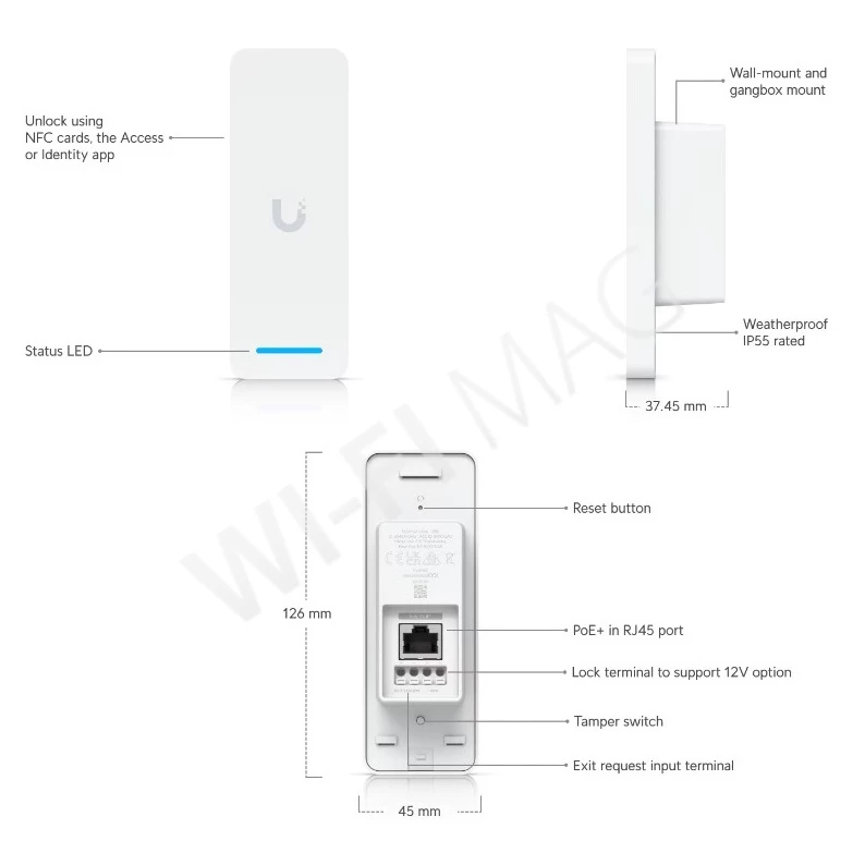 Ubiquiti UniFi Access Ultra, NFC-считыватель доступа к двери
