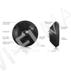 Ubiquiti UniFi G6 Pro 360 Flush Mount Camera Fisheye Black, 12 Мп уличная PoE+ c панорамным охватом 360° черная IP-видеокамера