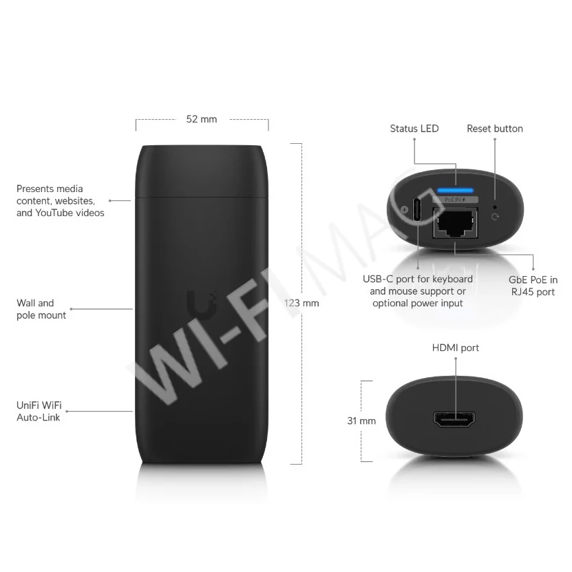 Ubiquiti UniFi Display Cast Pro, устройство воспроизведения для стандартных экранов HDMI