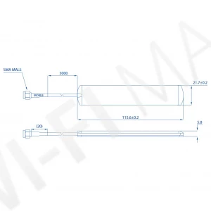 Teltonika Mobile Adhesive SMA Antenna, мобильная клейкая LTE-антенна, 2 дБи (3 метра)