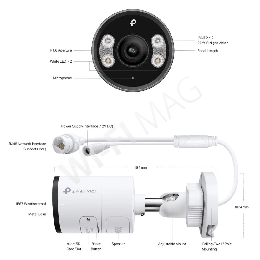 TP-Link VIGI C385 (4mm) 8 Мп уличная цилиндрическая с цветным ночным видением IP-видеокамера