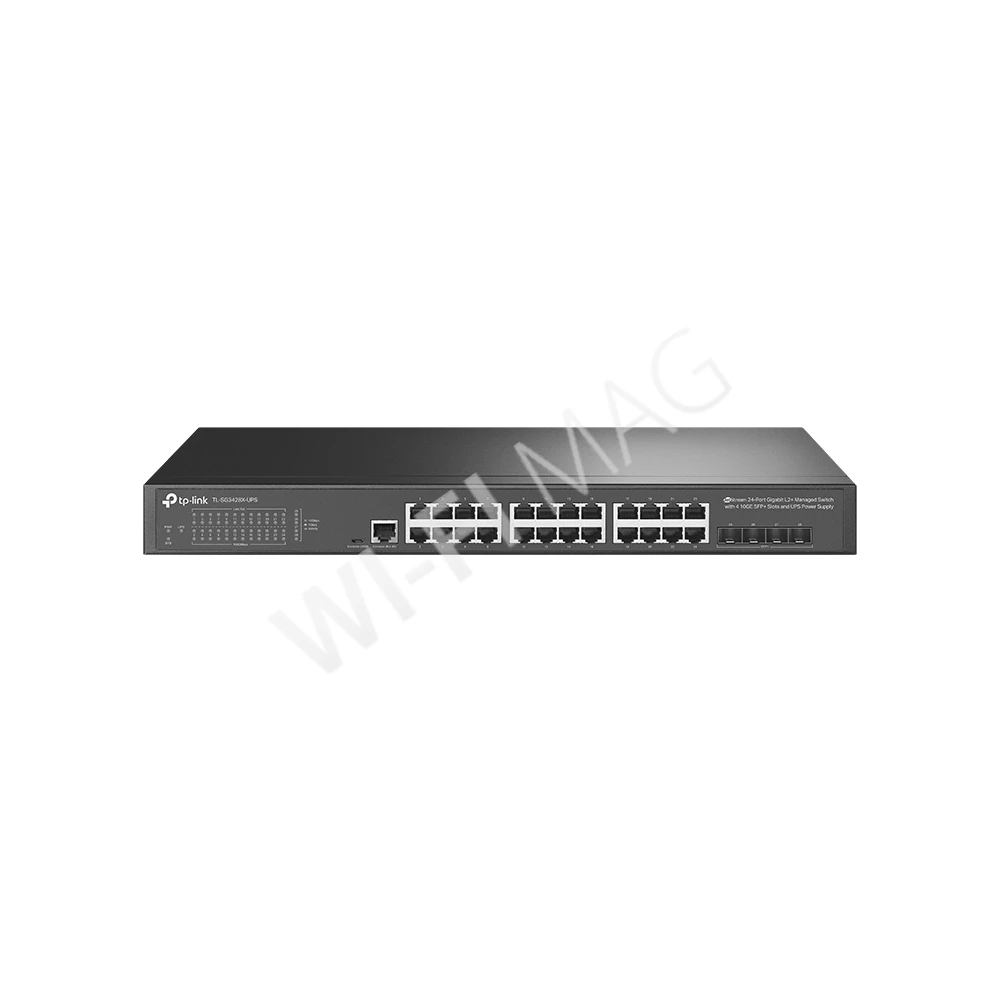TP-Link TL-SG3428X-UPS, JetStream 24-портовый управляемый коммутатор с 4 слотами SFP+ 10G