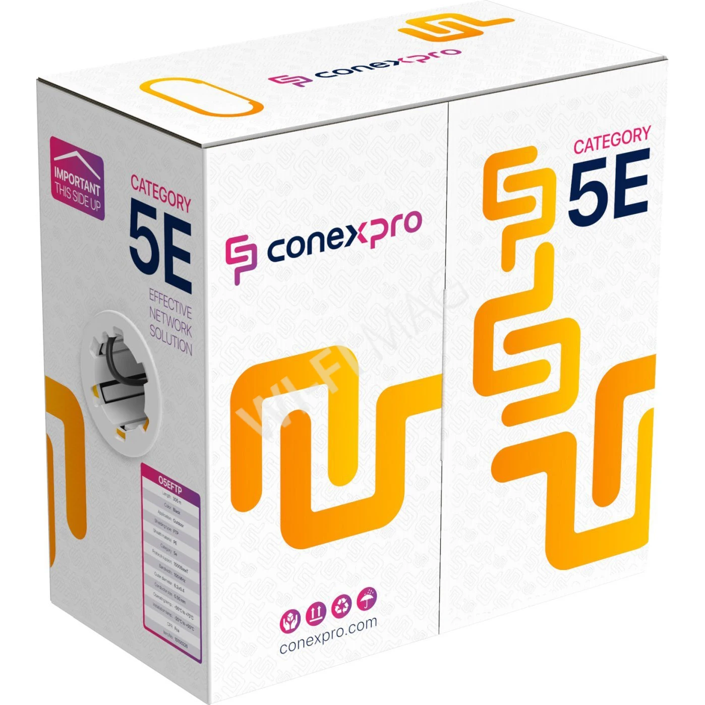 Кабель Conexpro FTP, CAT5e, PE, 24AWG, 6.3мм, 305м, черный