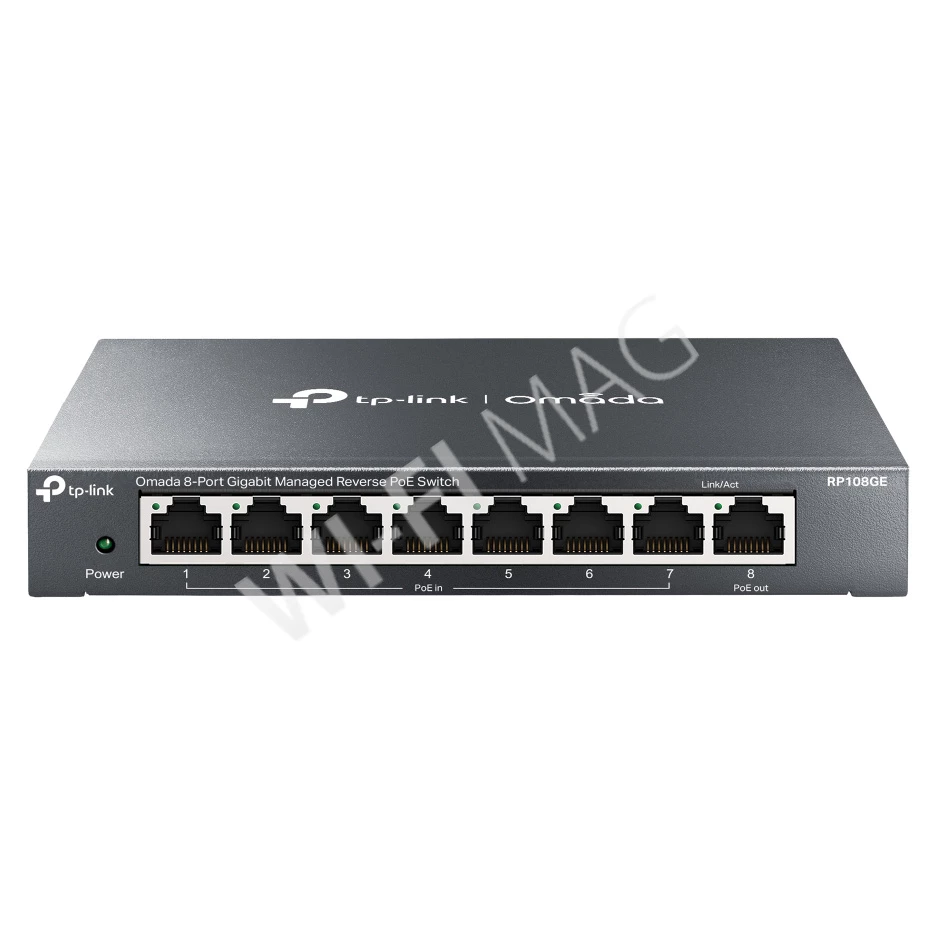 TP-Link TL-RP108GE, 8-портовый 1 Гбит/с (7 PoE-IN+, 1 PoE-OUT+) управляемый коммутатор