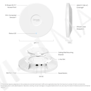 TP-Link EAP787 BE12000(EU) трехдиапазонная точка доступа Omada Wi-Fi 7 с поддержкой PoE