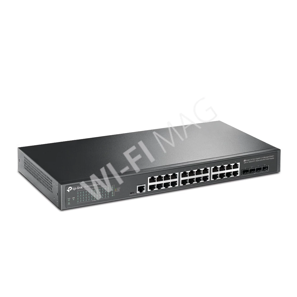 TP-Link TL-SG3428X-UPS, JetStream 24-портовый управляемый коммутатор с 4 слотами SFP+ 10G