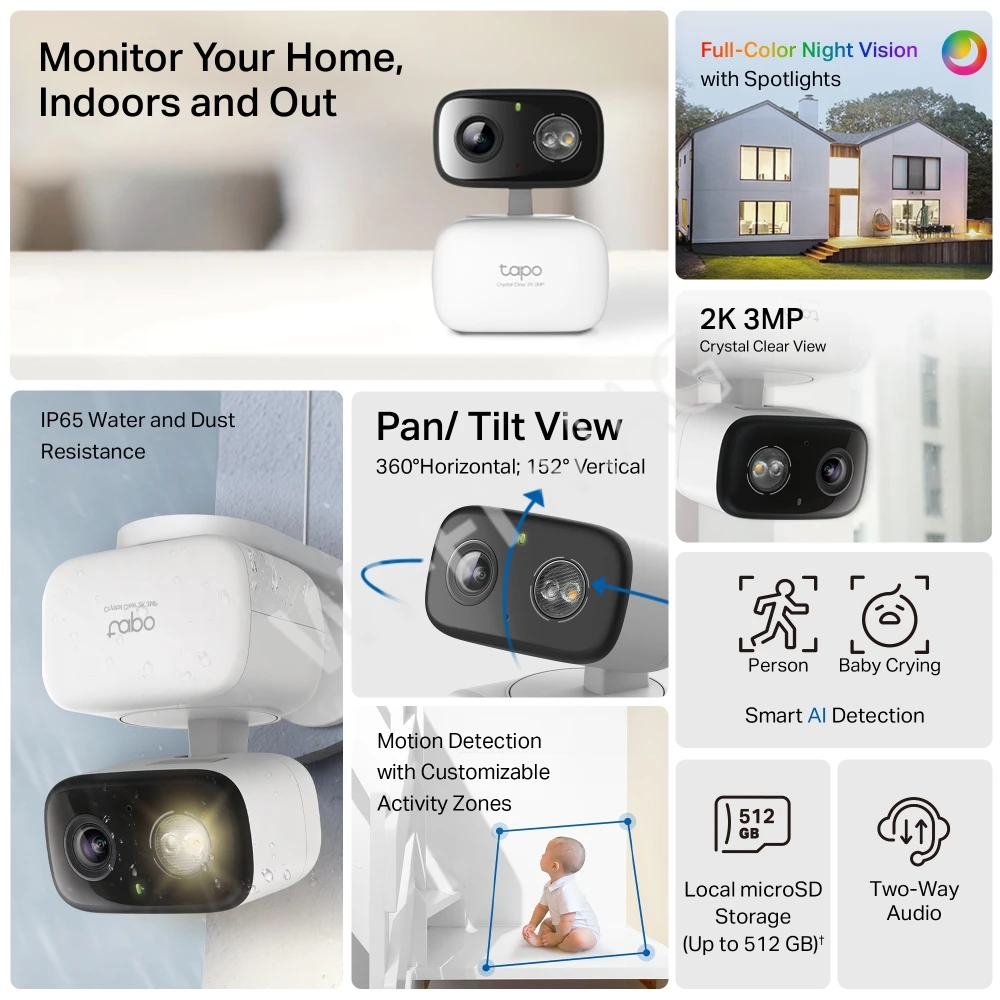 TP-Link Tapo C216, уличная умная с двусторонней аудиосвязью, цветным ночным видением и сигнализацией Wi‑Fi-камера