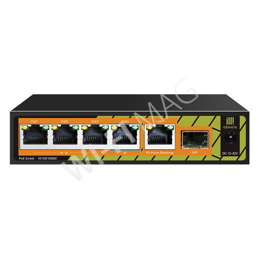 Conexpro GNT-P1006G6, с 5 портами 1 Гбит/с (4 PoE) и 1 SFP портом неуправляемый коммутатор