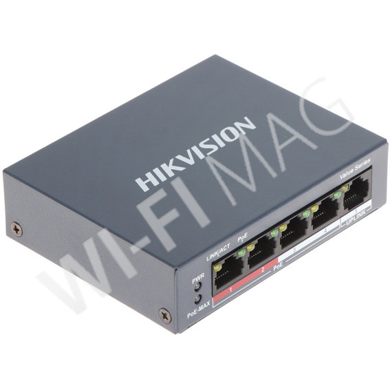 Hikvision DS-3E0105P-E/M(B), неуправляемый коммутатор PoE