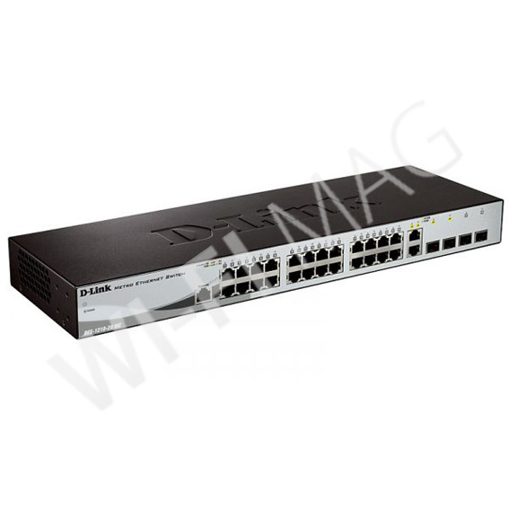 D-Link DES-1210-28/ME/B3B, управляемый коммутатор с 24 портами 10/100 Мбит/с LAN, 2 портами SFP и 2 комбо-портами SFP