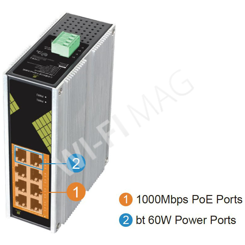 Conexpro GNT-IG1008GP-DC, промышленный с 8 PoE (1 Гбит/с) портами неуправляемый коммутатор