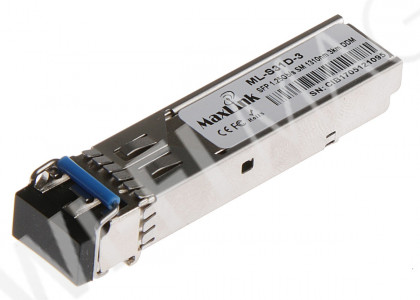 Max Link 1.25G SFP optical module, SM, 1310nm, 3km, 2x LC connector, DDM, оптический модуль