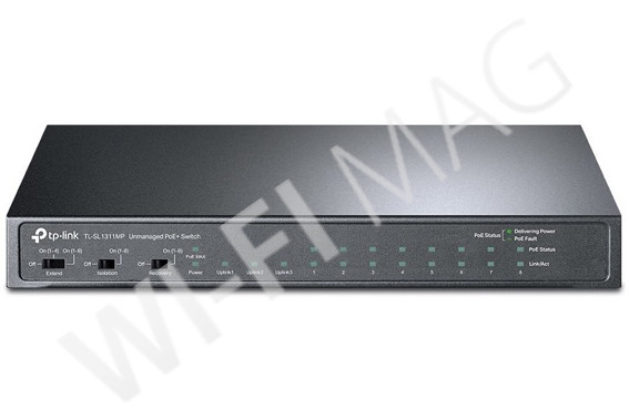 TP-Link TL-SL1311MP, 8 PoE+ портов (10/100 Мбит/с) и 3 гигабитных порта