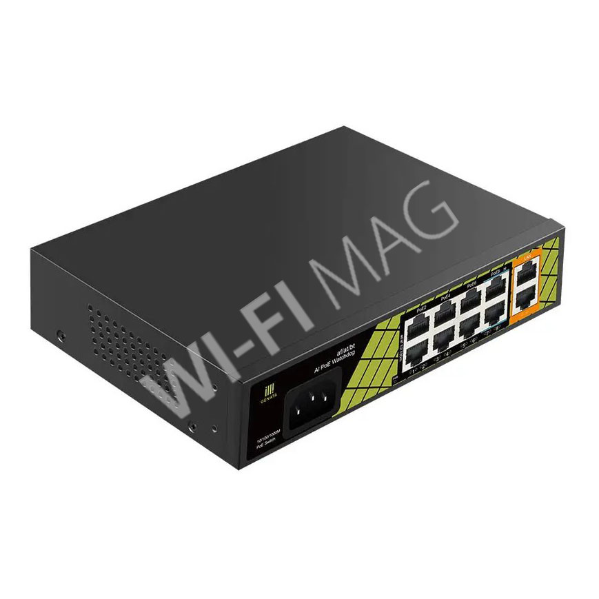 Conexpro GNT-P1210SG, с 8 PoE (10/100 Мбит/с) и 2 LAN (1 Гбит/с) портами неуправляемый коммутатор