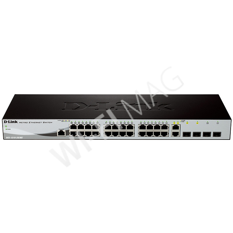 D-Link DES-1210-28/ME/B2B, управляемый коммутатор с 24 портами 10/100 Мбит/с LAN, 2 портами SFP и 2 комбо-портами SFP