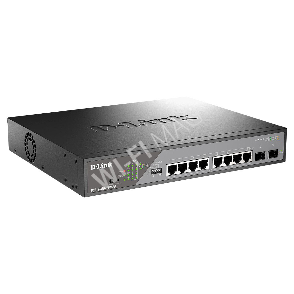 D-Link DSS-200G-10MPP, управляемый коммутатор с 8 портами PoE(1 Гбит/с) и 2 портами(1 Гбит/с) SFP