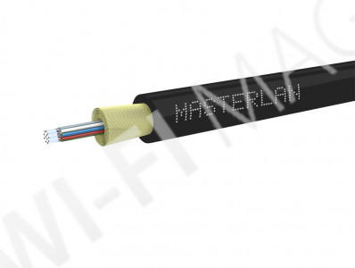 Masterlan DROPX fiber optic drop cable - 16F 9/125, SM, LSZH, black, G657A2, 1m, одномодовый оптический кабель, чёрный