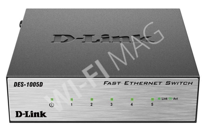 D-Link DES-1005D, неуправляемый 5-портовый (10/100 Мбит/с) коммутатор