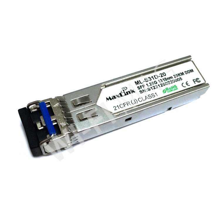 Max Link 1.25G SFP optical module, SM, 1310nm, 20km, 2x LC connector, DDM, оптический модуль