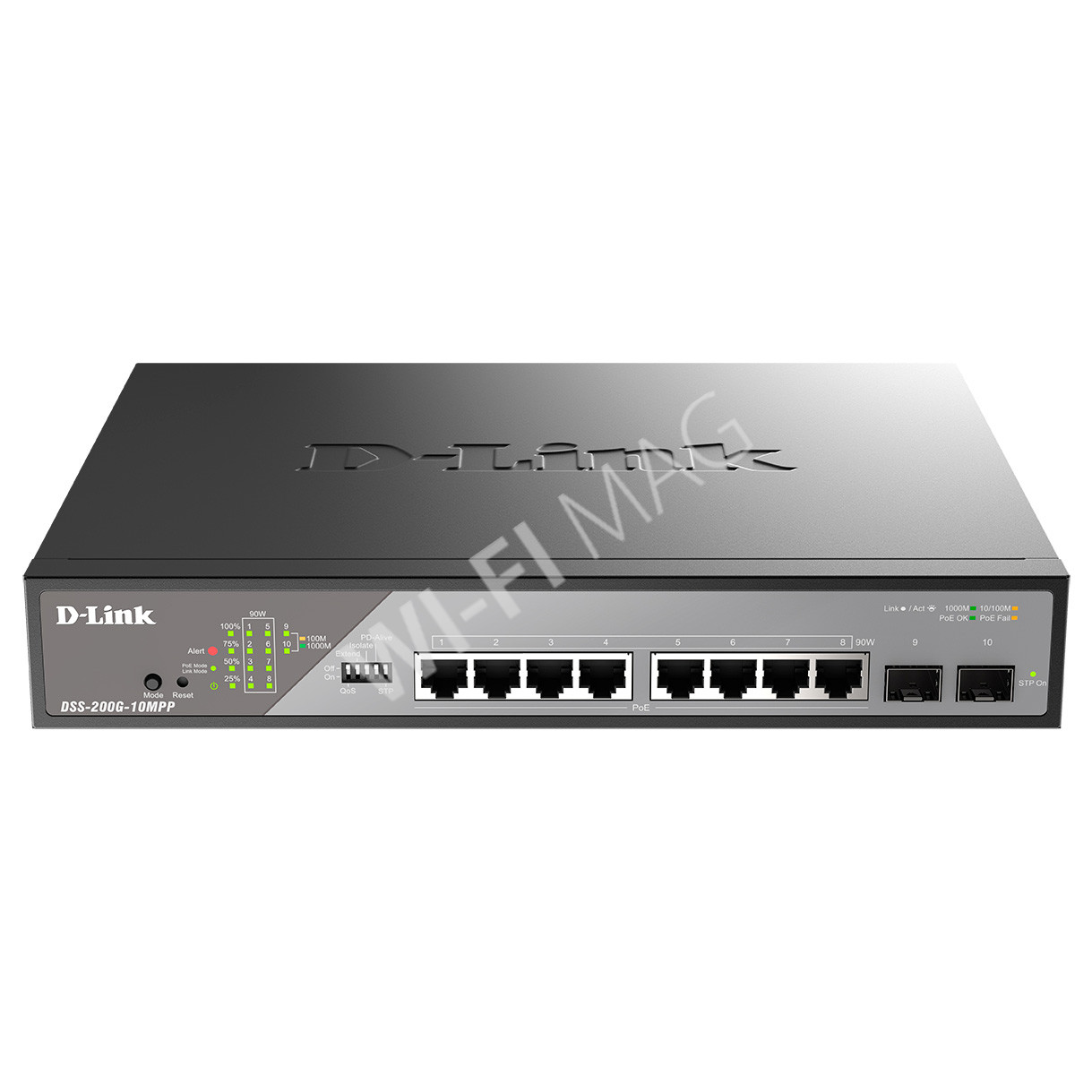 D-Link DSS-200G-10MPP, управляемый коммутатор с 8 портами PoE(1 Гбит/с) и 2 портами(1 Гбит/с) SFP
